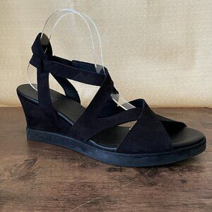Arche Womens Sandals Sz 41 US 9 Black Leather Wedge Heel Strappy Comfort Shoe